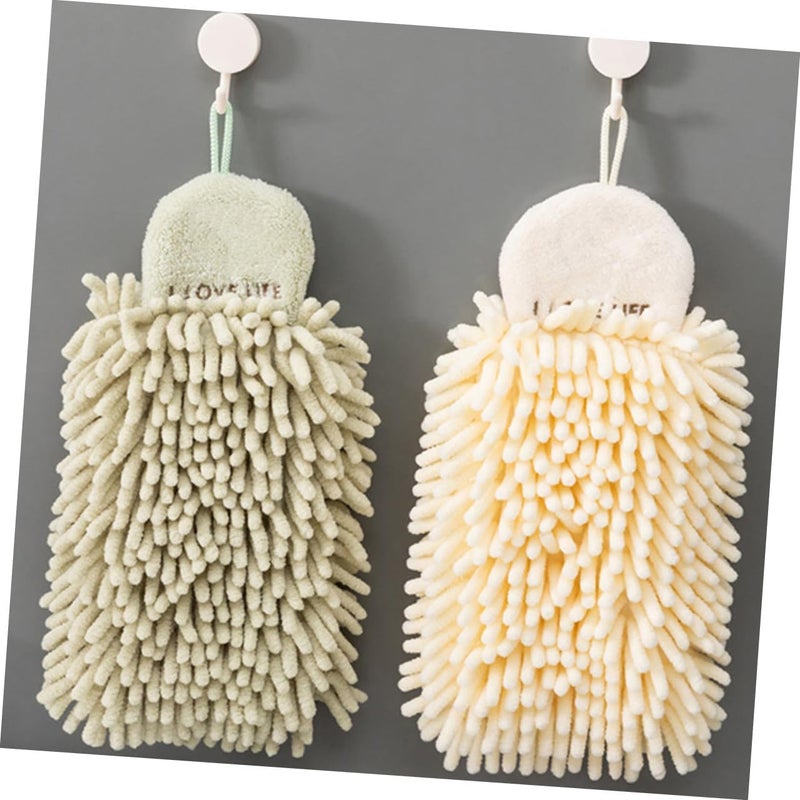 DECHOUS Absorbent Hanging Hand Towel Chenille Quick-Dry Kitchen Bathroom Soft Embroidered 1pcs Multipurpose Towels Random Color - Image 3