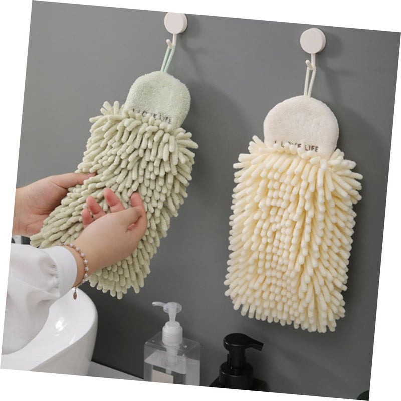 DECHOUS Absorbent Hanging Hand Towel Chenille Quick-Dry Kitchen Bathroom Soft Embroidered 1pcs Multipurpose Towels Random Color - Image 4