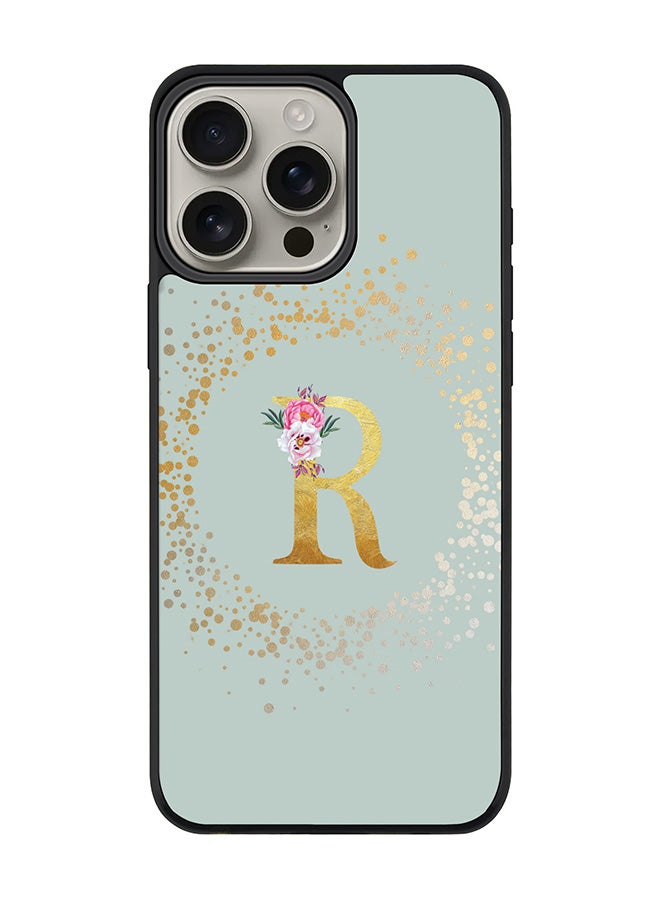 Stylizedd For iPhone 16 Pro Max Case [Compatible with MagSafe] Slim Magnetic cover Phone Case iPhone 16 Pro Max -Custom Monogram Floral - R (Light Grey ) - Image 1