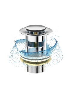 KASTWAVE صمام حوض بوب المنزلق بتشطيب كروم، ملحقات مصفاة حوض التصريف، صمام حوض مرحاض حديث مع تدفقات زائدة  - Image 1