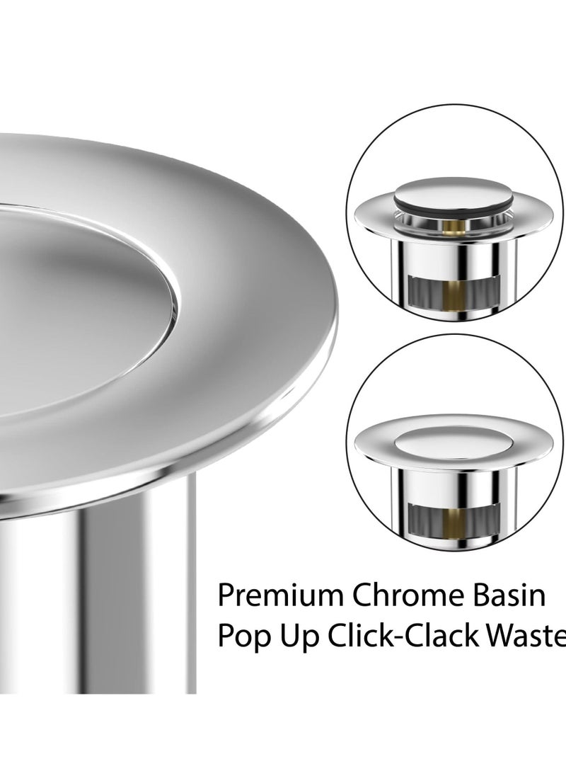KASTWAVE - Slotted Pop Up Sink Plug in Chrome Finish, Strainer Accessories Basin Sink Waste, Modern Bathroom Sink Waste Plug with Overflows - Image 1