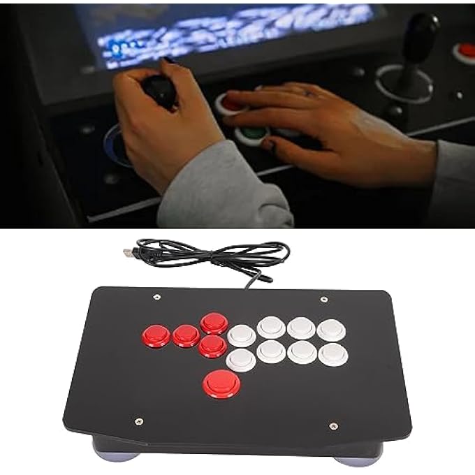 rayihni ARCADE FIGHT STICK WITH USB, 5 DIRECTIONAL KEYS AND 8 LARGE FUNCTION BUTTONS, ARCADE GAME FIGHTING STICK FOR PC, STEAM DECK, ANDROID DEVICES - Image 2