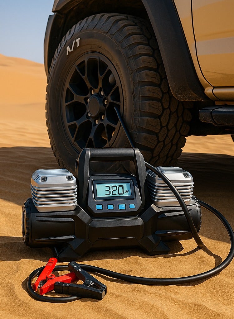 صن رايز ضاغط هواء 12 فولت لنفخ إطارات السيارات – ضغط 150 PSI، تدفق 400 لتر/دقيقة، مضخة قوية مع حماية من الحمل الزائد، خرطوم مطاطي بطول 7 متر، مضخة محمولة للسيارات والشاحنات والدراجات - Image 3