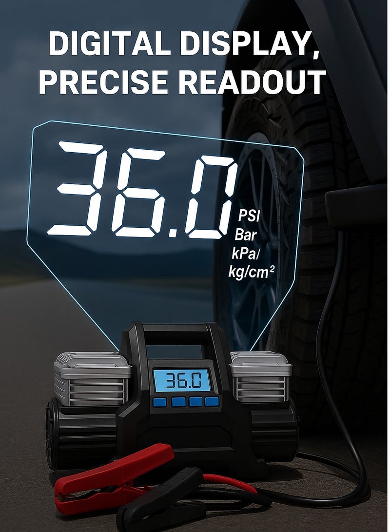 صن رايز ضاغط هواء 12 فولت لنفخ إطارات السيارات – ضغط 150 PSI، تدفق 400 لتر/دقيقة، مضخة قوية مع حماية من الحمل الزائد، خرطوم مطاطي بطول 7 متر، مضخة محمولة للسيارات والشاحنات والدراجات - Image 4