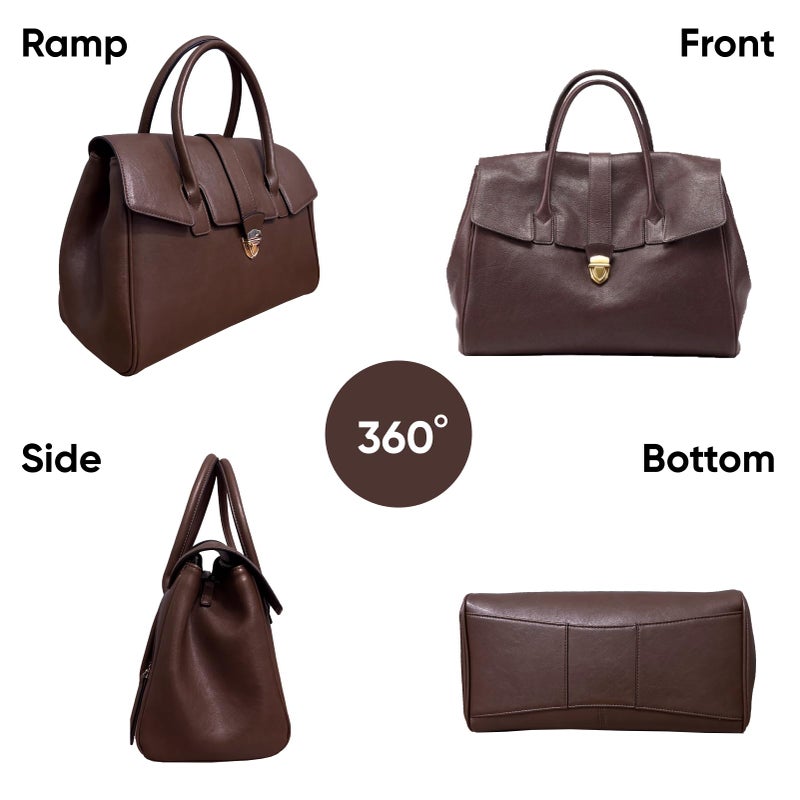 Gaeul Women Large Capacity Tote Bag- Premium Vegetable Tanned Leather, Lightweight Commuter leather work tote - Image 5