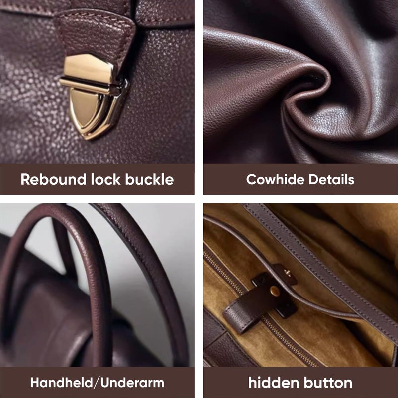 Gaeul Women Large Capacity Tote Bag- Premium Vegetable Tanned Leather, Lightweight Commuter leather work tote - Image 3