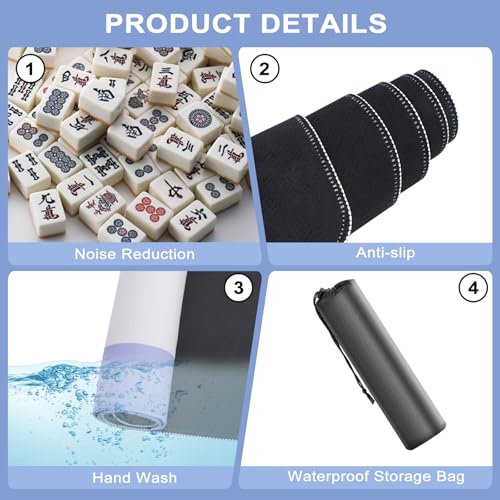 XXSTAR 325 Inch Mahjong Mat for Table 3MM NonSlip Noise Reduction Gaming Mat with Drawstring Bag Perfect for Poker Board Games Card Games Tile Games and Dominoes Salvia BlueLight Steel Blue - Image 5