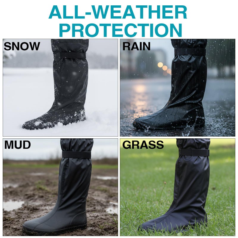 FONOFOX Waterproof Boot Cover for Medical and Orthopedic Boots, Heavy-Duty Non-Slip Sole, Reusable Shoe Protector for Rain, Snow, Beach, Garden, Indoor & Outdoor Use(Tall Medium) - Image 5