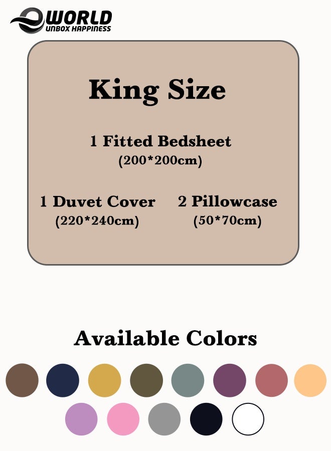 Eworld Premium Striped Duvet Set All Season – 4-Pieces Set Cream | King Size 220x240 cm | Ultra-Soft, Wrinkle-Resistant & Made in Dubai | Includes Duvet Cover, Fitted Sheet (200x200 cm) & 2 Pillowcases (50x70 cm) - Image 5