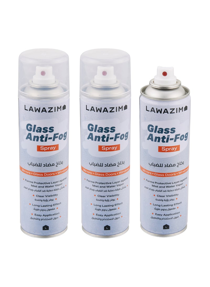 LAWAZIM 3-Piece Glass Anti-Fog Spray - 200ml - Easy Application, Forms Protective Layer Against Fog and Water Vapor for Clear Visibility on Car Windows, Mirrors & Shower Doors - Image 1