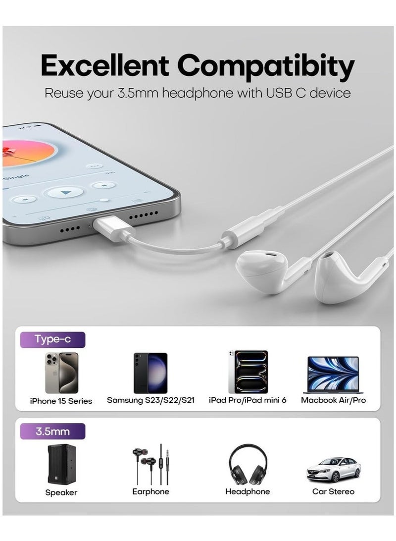 Arabest Apple Headphones Adapter【MFI Certified】Type c to 3.5mm Headphone Jack Converter Compatible for iPhone 15/15 Pro/15 Pro Max, iPad Pro, Air 5/4, 10th, Samsung Galaxy Headphones all iPhones iOS devices  - Image 5