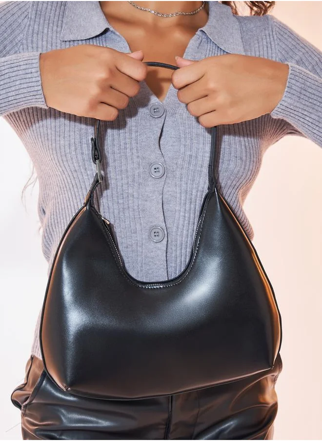 Styli Plain Hobo Bag with Zip Closure