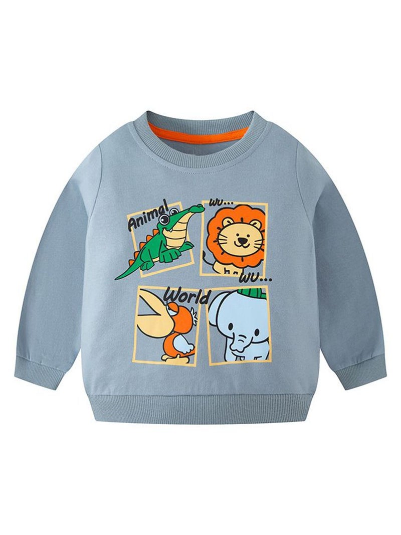 YUNIQEE سويت شيرت رمادي مزخرف بياقة دائرية - Image 1