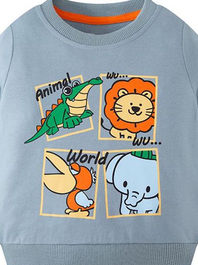 YUNIQEE سويت شيرت رمادي مزخرف بياقة دائرية - Image 2