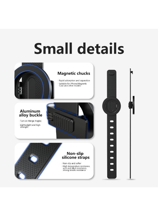 X-level Cell Phone Stand, Portable Mobile Phone Holder, Magnetic Car Phone Mount - Features Dual Lock Anti-Vibration, Compatible With iPhone 17 Pro Max, Samsung S25 Series All Phones for GYM, Stroller, Wrist, Shopping & Golf Carts, Bikes (Black) - Image 4