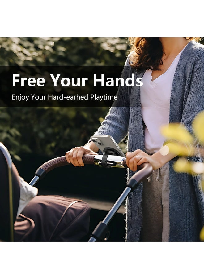 X-level Cell Phone Stand, Portable Mobile Phone Holder, Magnetic Car Phone Mount - Features Dual Lock Anti-Vibration, Compatible With iPhone 17 Pro Max, Samsung S25 Series All Phones for GYM, Stroller, Wrist, Shopping & Golf Carts, Bikes (Black) - Image 3