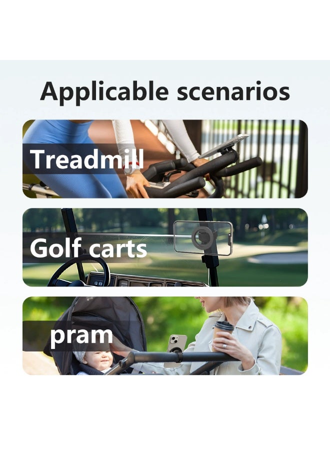 X-level Cell Phone Stand, Portable Mobile Phone Holder, Magnetic Car Phone Mount - Features Dual Lock Anti-Vibration, Compatible With iPhone 17 Pro Max, Samsung S25 Series All Phones for GYM, Stroller, Wrist, Shopping & Golf Carts, Bikes (Black) - Image 5