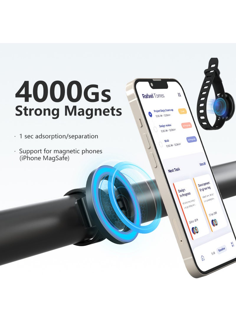 X-level Cell Phone Stand, Portable Mobile Phone Holder, Magnetic Car Phone Mount - Features Dual Lock Anti-Vibration, Compatible With iPhone 17 Pro Max, Samsung S25 Series All Phones for GYM, Stroller, Wrist, Shopping & Golf Carts, Bikes (Black) - Image 1