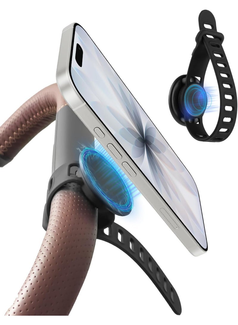 X-level Cell Phone Stand, Portable Mobile Phone Holder, Magnetic Car Phone Mount - Features Dual Lock Anti-Vibration, Compatible With iPhone 17 Pro Max, Samsung S25 Series All Phones for GYM, Stroller, Wrist, Shopping & Golf Carts, Bikes (Black) - Image 2