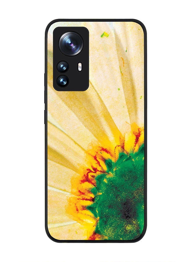 Stylizedd حافظة سوداء متينة لهاتف Xiaomi 12 / Xiaomi 12X، حافظة رفيعة مرنة بحواف مطاطية مضادة للسقوط - زهرة دوار الشمس المتفتحة - Image 1