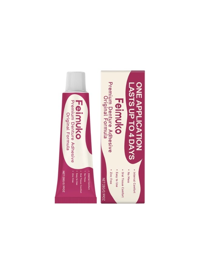 Feimuko Felmuko Premium Denture Adhesive Cream, Original Formula, Long-Hold Up to 4 Days, Zinc-Free with Dual Tissue Seal Technology - Image 1