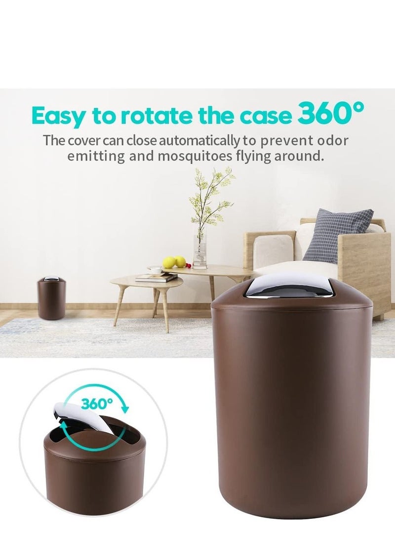 Arabest Bathroom Accessory Set 6 Piece Plastic Gift Bathroom Set Includes Storage Bucket Pail Toilet Brush Toothbrush Holder Soap Dispenser Soap Dish Soap Lotion Set Cup Brown - Image 2