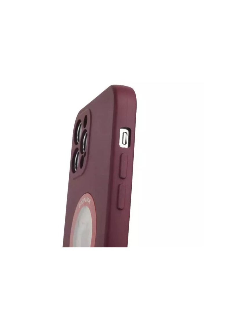 اس-توب غطاء سيليكون للايفون تظهر شعار الهاتف الابل / ip12pro max / اللون عنابي - Image 1