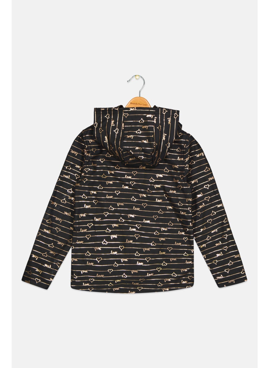 Body Glove Toddlers Girl Love Print Sweatshirts, Black Combo  - Image 2