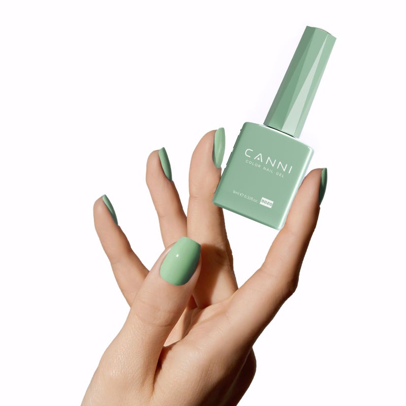 CANNI Light Green Gel Nail Polish, 1Pcs Sage Green Gel Polish Mint Color High Gloss Soak Off U V Nail Manicure Salon DIY - Image 5