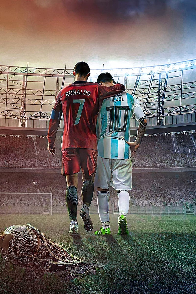 KARTMEN Art Football Stars Cristiano Ronaldo and Lionel Messi Canvas Poster Art Wall Decor (Unframed) 12in�18in(30cm�45cm) (Messi and Ronaldo) - Image 1