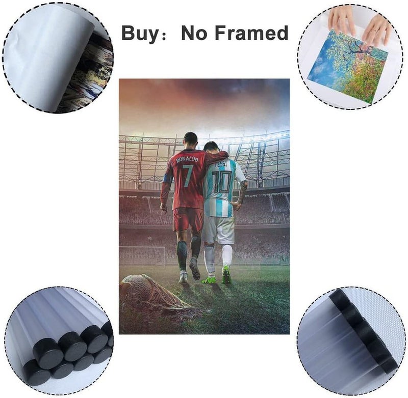 KARTMEN Art Football Stars Cristiano Ronaldo and Lionel Messi Canvas Poster Art Wall Decor (Unframed) 12in�18in(30cm�45cm) (Messi and Ronaldo) - Image 2