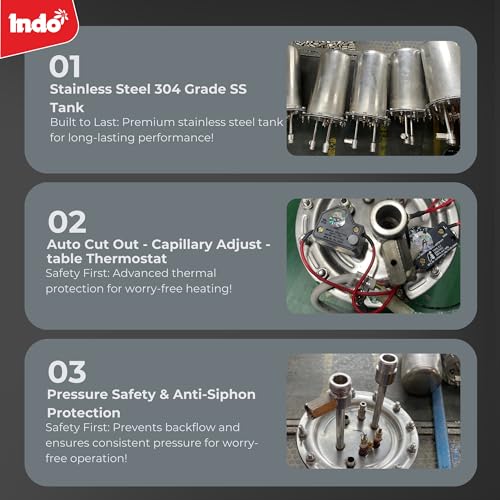 Indo Aura 3 Litres Instant water heater (Geyser) with 4 Layer Safety | 3000 W heating element | Rust proof body | 2 Years Product warranty | 5 years tank warranty | (White) - Image 3