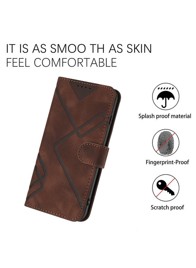 S-TOP Case For Samsung Galaxy S21+ 5G Line Pattern Skin Feel Leather Phone Case - Image 5