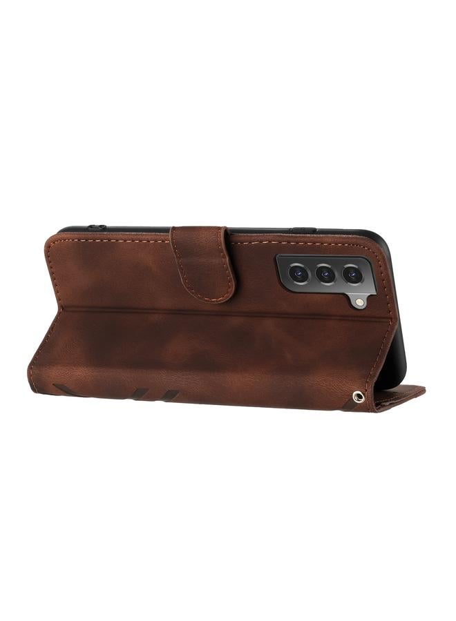 S-TOP Case For Samsung Galaxy S21+ 5G Line Pattern Skin Feel Leather Phone Case - Image 3