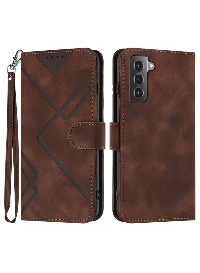 S-TOP Case For Samsung Galaxy S21+ 5G Line Pattern Skin Feel Leather Phone Case - Image 1