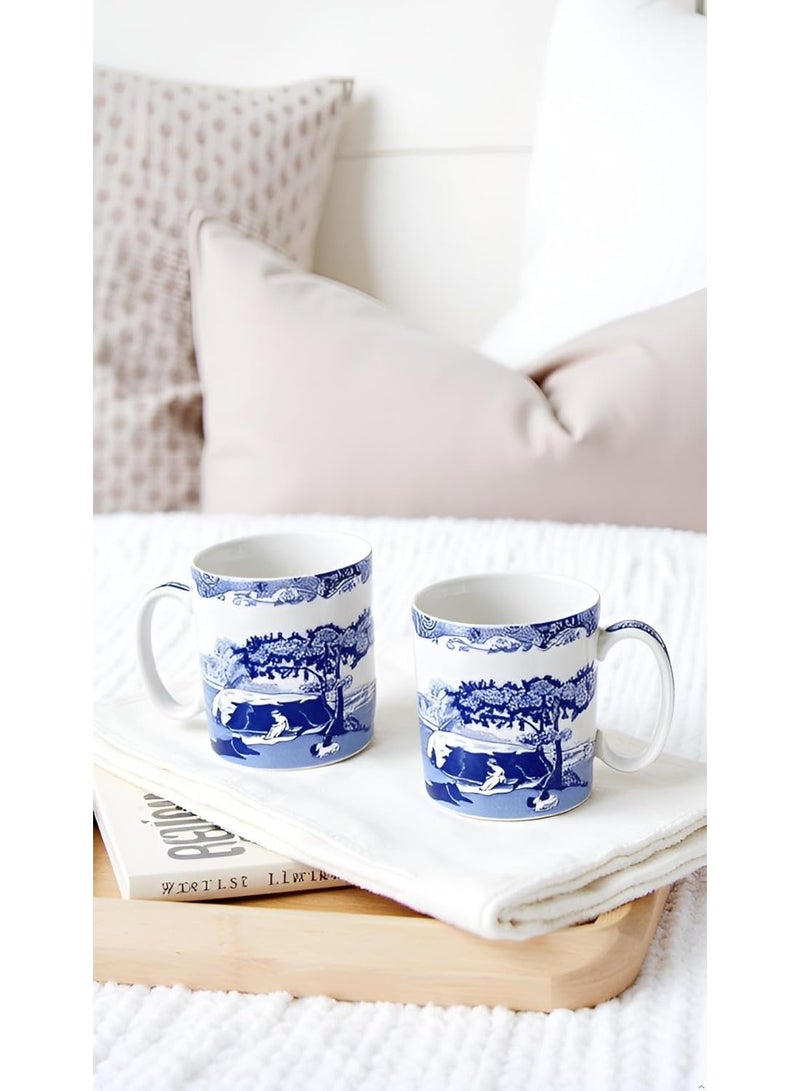 Spode مجموعة سبود بلو إيطالي 9 أونص أكواب | مجموعة من 4 أكواب للشاي والمشروبات الساخنة والقهوة | مصنوعة من البورسلين الفاخر | أزرق/أبيض | آمنة للغسالة والميكروويف - Image 2