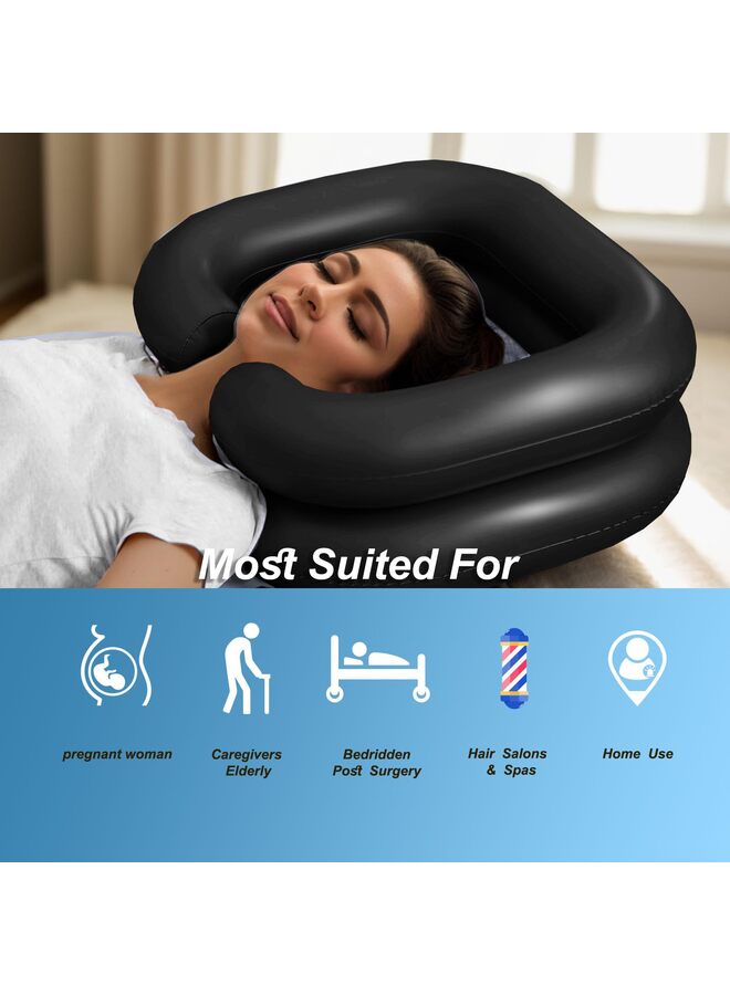 Inflatable Shampoo Basin for Bedridden and Disabled, Portable Shampoo Bowl for Injured, Hair Washing Basin for Childred, Pregnant Woman, Easy Hair Washing at Home (Black) - Image 4