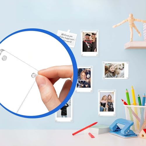 MTRoyaldia Acrylic Fridge Magnetic Picture Frames 6 Pack, Magnet Photo Frames, Double Sided Photo Refrigerator Magnet Mini Frame for FJ Instax, Rectangular, Wall Mount, 2.4 X 3.5 Inch, Clear - Image 4
