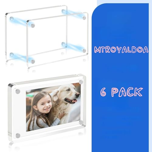MTRoyaldia Acrylic Fridge Magnetic Picture Frames 6 Pack, Magnet Photo Frames, Double Sided Photo Refrigerator Magnet Mini Frame for FJ Instax, Rectangular, Wall Mount, 2.4 X 3.5 Inch, Clear - Image 5