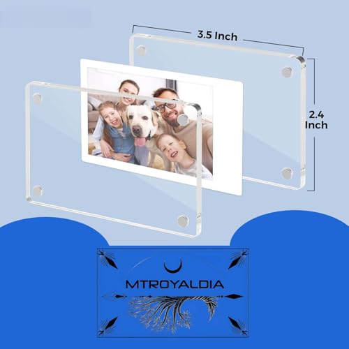 MTRoyaldia Acrylic Fridge Magnetic Picture Frames 6 Pack, Magnet Photo Frames, Double Sided Photo Refrigerator Magnet Mini Frame for FJ Instax, Rectangular, Wall Mount, 2.4 X 3.5 Inch, Clear - Image 3