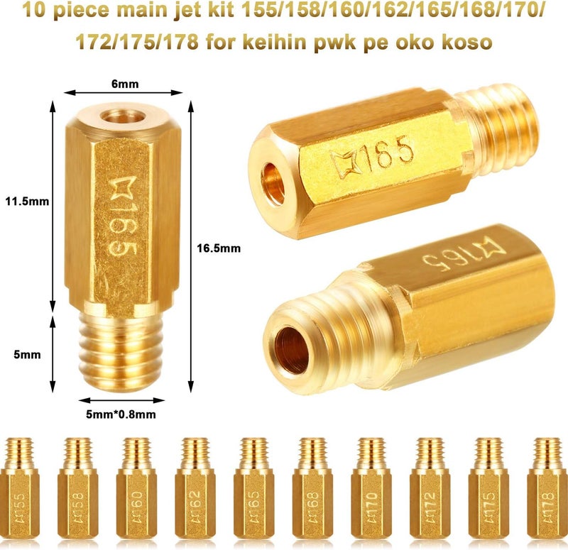 Mudder 20 Pieces Carburetor Main Jet Kit, Include 10 Pieces Carburetor Main Jet and 10 Pieces Slow Jet Kit Compatible with Keihin OKO KOSO PE and for PWK Carb - Image 2