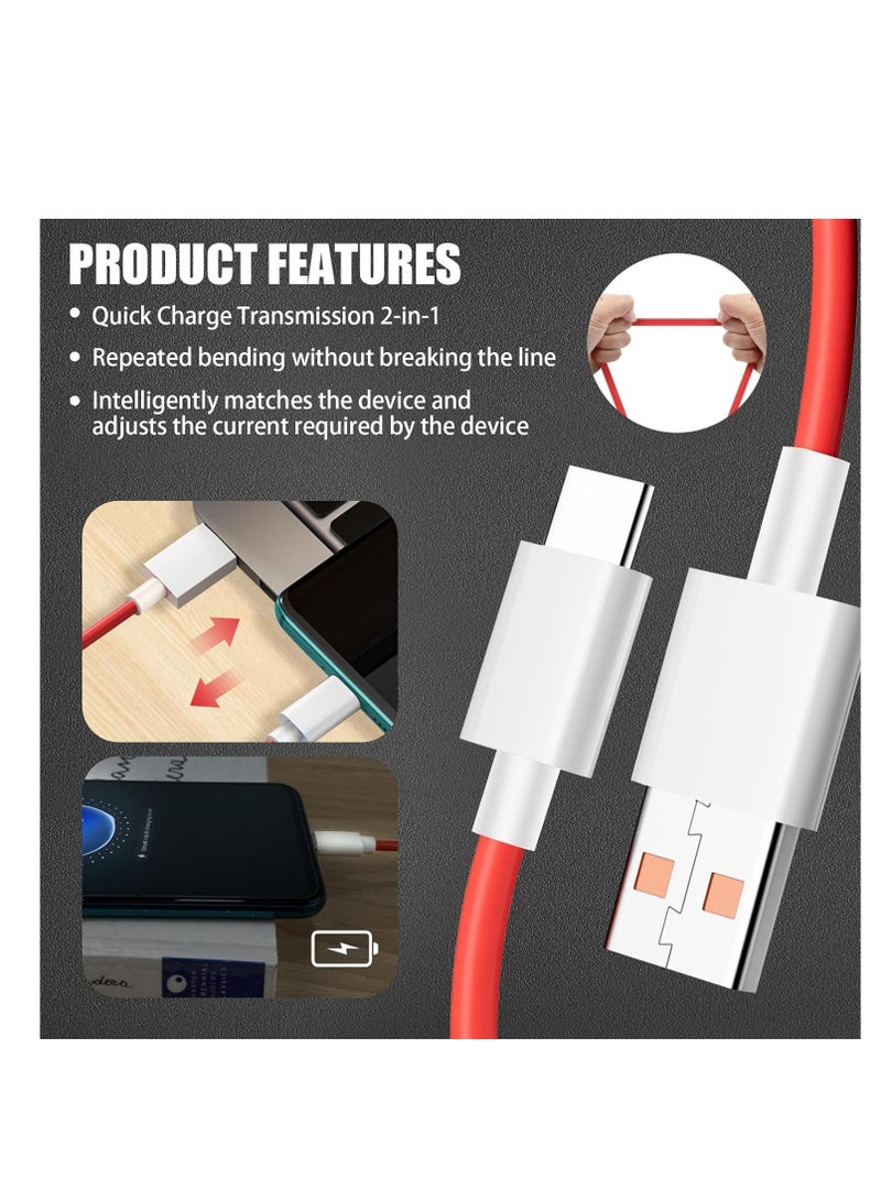 1Pack [11V/7.3A] Cable for OnePlus 14 /13 /12 /12R /11 /11/ 10pro/9/8t/7Pro/6T, Warp Charger Cable for Oneplus 3.3ft USB A To USB C - Image 3