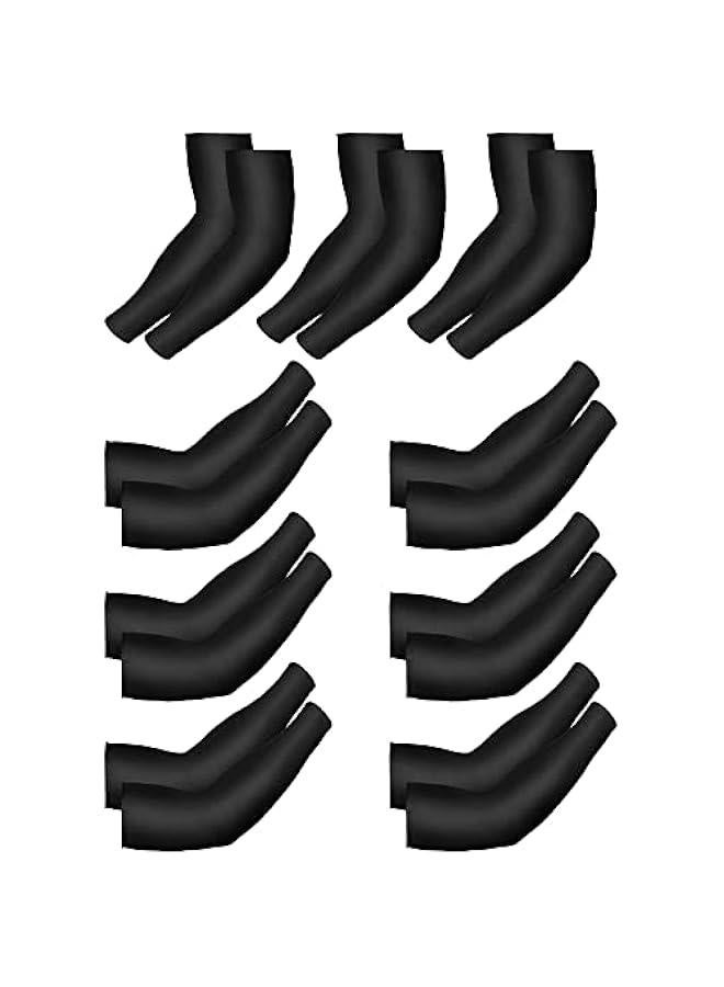 9 Pairs UV Protection Sleeves Cooling Sleeves Long Arm Covers Arm Sleeves for Men and Women (Black) - Image 1