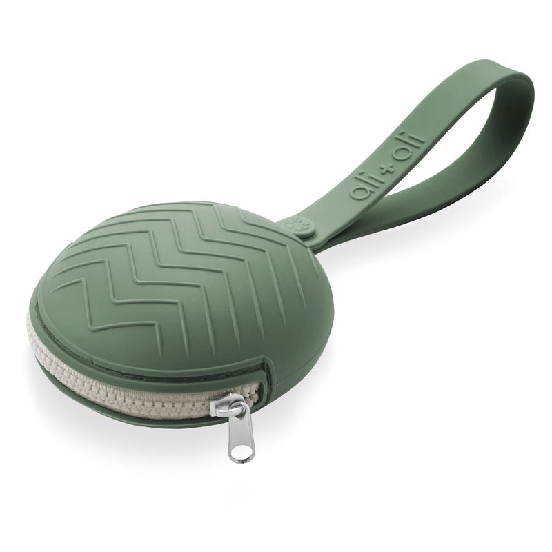 Ali+Oli BPA-Free Silicone Pacifier Holder Case (1-pk) Diaper Bag Accessory Newborn Travel Baby Pacifier Pouch (Army Green) - Image 1