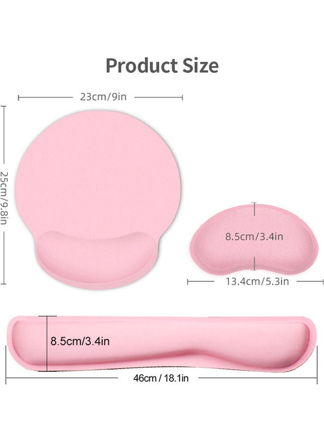 NIBEMINENT Keyboard Wrist Rest Mouse Pad Set Pink  - Image 3