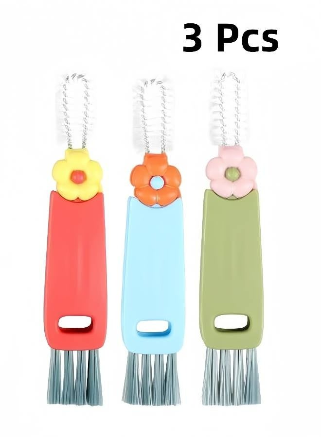 3 Pcs 3 in 1 Cup Lid Cleaning Brush, Crevice Cleaning Brush for Bottle Gap Tight Spaces Cup, Multifunctional Cleaning Brush Portable Cup Lid Cleaner, Water Bottle Cleaner Brush for Home Kitchen - Image 1