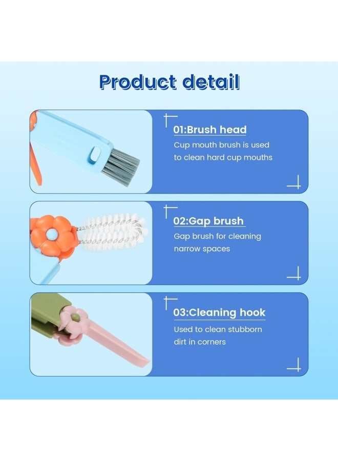 3 Pcs 3 in 1 Cup Lid Cleaning Brush, Crevice Cleaning Brush for Bottle Gap Tight Spaces Cup, Multifunctional Cleaning Brush Portable Cup Lid Cleaner, Water Bottle Cleaner Brush for Home Kitchen - Image 4