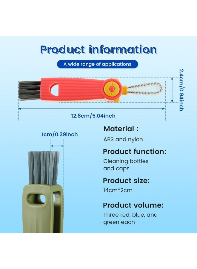 3 Pcs 3 in 1 Cup Lid Cleaning Brush, Crevice Cleaning Brush for Bottle Gap Tight Spaces Cup, Multifunctional Cleaning Brush Portable Cup Lid Cleaner, Water Bottle Cleaner Brush for Home Kitchen - Image 2