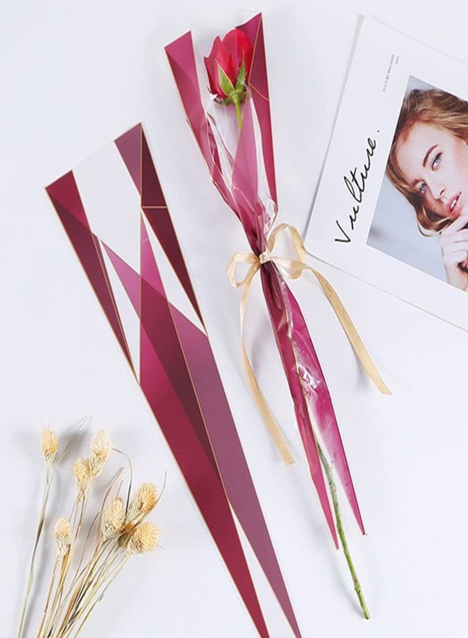 OUKEYI 150 Counts /3 Colors Flower Wrapping Paper Single Rose Packaging Bag,Florist Bouquet Supplies,Waterproof Floral Wrapping Paper 17.7 * 5 * 1.6Inch - Image 3