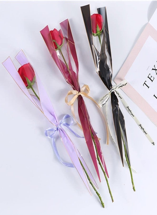 OUKEYI 150 Counts /3 Colors Flower Wrapping Paper Single Rose Packaging Bag,Florist Bouquet Supplies,Waterproof Floral Wrapping Paper 17.7 * 5 * 1.6Inch - Image 1